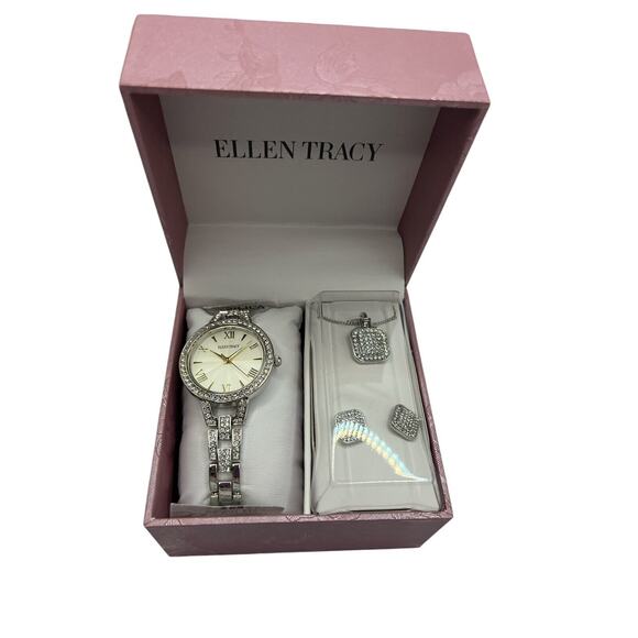 Ellen Tracy Women’s Set Watch Necklace Earring - Picture 1 of 3
